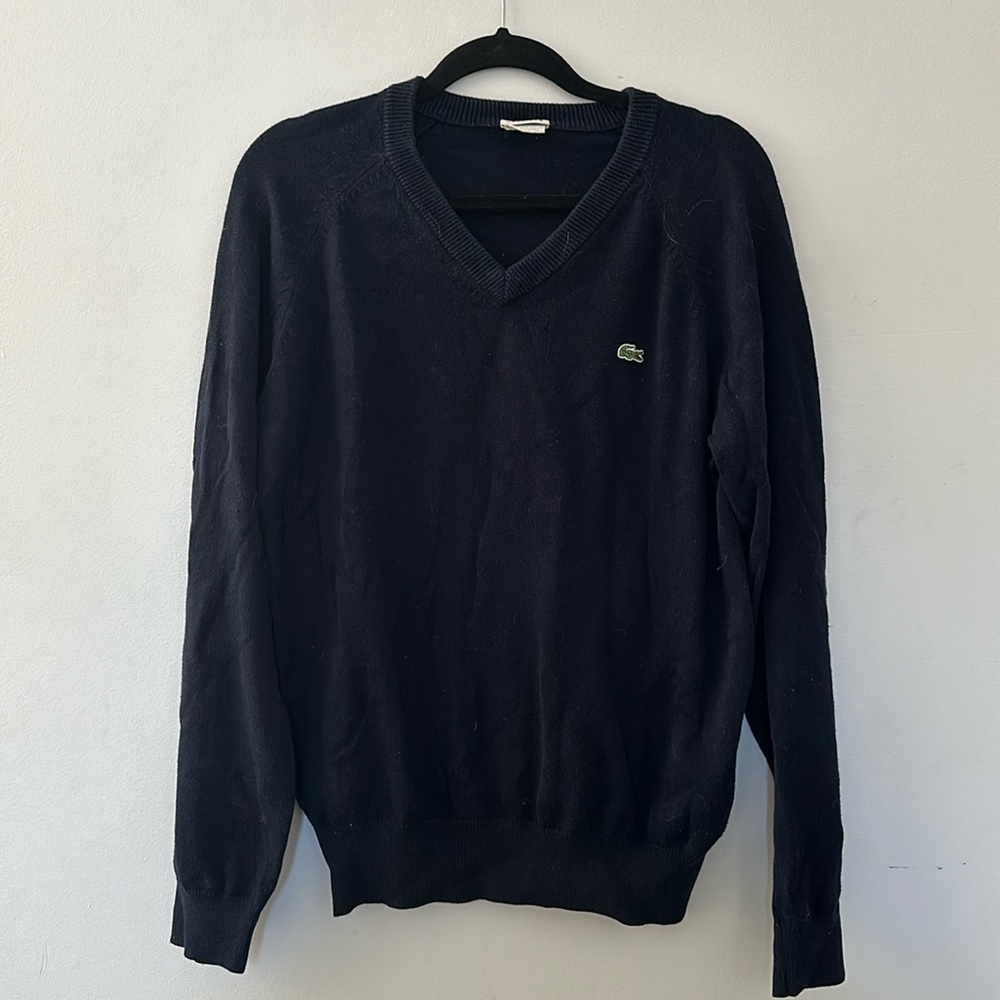 Lacoste V-Neck Sweater in Navy